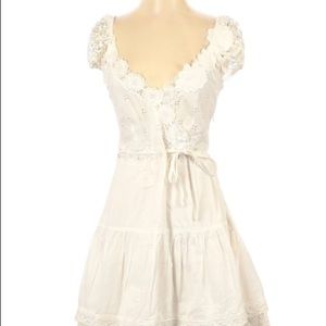 FREE PEOPLE White Eyelet Lace Mini Dress